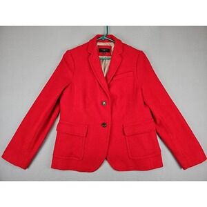 Talbots Petites Wool Blend Blazer Jackey Size 12P Red 2 Button Front Pockets